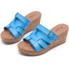 image:imageWide Width Wedge Sandals for Women Summer Platform Comfort Slip on Sandal Casual Outdoor Womens SandalsBlue 8013
