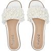 image:imageFlat Slides Sandals for Women Pearl Decor Slide Sandal Sparkly Bling Dressy Comfortable Casual Bride Wedding Summer Slip on Womens SandalsWhite 223