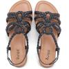 image:imageWide Width Sandals for Women Summer Casual Braided Wide Feet Flat Slides Sandal Comfort Slip on Sandals Open Toe Beach Shoes for WomenBlack Pu 8010