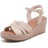image:imageWide Width Wedge Sandals for Women Ankle Strap Cute Bowknot Open Toe Summer Shoes Platform Espadrille Wedge Dressy Women SandalsNude 8011