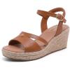 image:imageWide Width Wedge Sandals for Women Ankle Strap Open Toe Casual Summer Shoes Platform Espadrille Wedge Dressy Womens SandalsBrown 8014