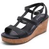 image:imageWide Width Wedge Sandals for Women Comfortable Ankle Strap Open Toe Summer Shoes Platform Wedge Dressy Women SandalsBlack 8001