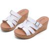 image:imageWide Width Wedges Sandals for Women Summer Platform Wedge Heels Comfort Slip on Sandal Casual Outdoor Womens SandalsWhite 8013