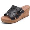 image:imageWide Width Wedges Sandals for Women Summer Platform Wedge Heels Comfort Slip on Sandal Casual Outdoor Womens SandalsBlack 8013