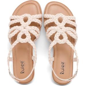 image:imageWide Width Sandals for Women Summer Flat Slides Casual Braided Wide Feet Sandal Comfort Slip on Sandals Open Toe Beach Shoes for WomenNude Pu 8010