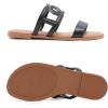 image:imageWide Width Sandals for Women Summer Wide Feet Flat Slides Sandals Casual Comfort Strap Slip on Sandals Open Toe Beach Womens SandalBlack Pu 8007