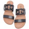 image:imageWide Width Sandals for Women Summer Wide Feet Flat Slides Sandals Casual Comfort Strap Slip on Sandals Open Toe Beach Womens SandalBlack Pu 8007