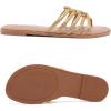 image:imageWide Width Sandals for Women Summer Wide Feet Flat Slides Sandals Casual Comfort Strap Slip on Sandals Open Toe Beach Womens SandalGold Pu 8006