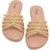 image:imageWide Width Sandals for Women Summer Wide Feet Flat Slides Sandals Casual Comfort Strap Slip on Sandals Open Toe Beach Womens SandalGold Pu 8006