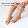 image:imageWide Width Sandals for Women Summer Wide Feet Flat Slides Sandals Casual Comfort Strap Slip on Sandals Open Toe Beach Womens SandalGold Pu 8006