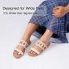 image:imageWide Width Sandals for Women Summer Wide Feet Flat Slides Sandals Casual Comfort Strap Slip on Sandals Open Toe Beach Womens SandalNude Pu 8007