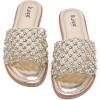 image:imageWide Width Sandals for Women Summer Wide Feet Slides Sandal Casual Flat Slides Comfort Braided Slip on Sandals Beach Shoes for WomenGold Pu 774