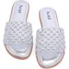 image:imageWide Width Sandals for Women Summer Wide Feet Slides Sandal Casual Flat Slides Comfort Braided Slip on Sandals Beach Shoes for WomenSliver Pu 774