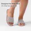 image:imageWide Width Sandals for Women Summer Wide Feet Slides Sandal Casual Flat Slides Comfort Braided Slip on Sandals Beach Shoes for WomenSliver Pu 774