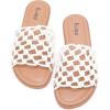 image:imageWide Width Sandals for Women Summer Wide Feet Slides Sandal Casual Flat Slides Comfort Braided Slip on Sandals Beach Shoes for WomenWhite Pu 8008