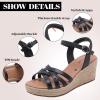 image:imageWide Width Wedges Sandals for Women Summer Platform Wedge Heels Comfort Wide Feet Sandal Casual Dressy Ankle Strap Womens SandalsBlack 509