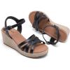 image:imageWide Width Wedges Sandals for Women Summer Platform Wedge Heels Comfort Wide Feet Sandal Casual Dressy Ankle Strap Womens SandalsBlack 509