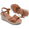 image:imageWide Width Wedges Sandals for Women Summer Platform Wedge Heels Comfort Wide Feet Sandal Casual Dressy Ankle Strap Womens SandalsBrown 8014