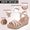 image:imageWide Width Wedges Sandals for Women Summer Platform Wedge Heels Comfort Wide Feet Sandal Casual Dressy Ankle Strap Womens SandalsNude 509