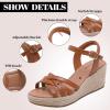 image:imageWide Width Wedges Sandals for Women Summer Platform Wedge Heels Comfort Wide Feet Sandal Casual Dressy Ankle Strap Womens SandalsTan 509