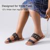 image:imageRuiee Wide Width Sandals for Women Summer Wide Feet Flat Slides Sandals Casual Comfort Strap Slip on Sandals Open Toe Beach Womens SandalBlack Pu 8007