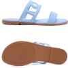 image:imageRuiee Wide Width Sandals for Women Summer Wide Feet Flat Slides Sandals Casual Comfort Strap Slip on Sandals Open Toe Beach Womens SandalBlue Pu 8007