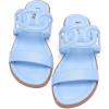 image:imageRuiee Wide Width Sandals for Women Summer Wide Feet Flat Slides Sandals Casual Comfort Strap Slip on Sandals Open Toe Beach Womens SandalBlue Pu 8007