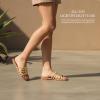 image:imageRuiee Wide Width Sandals for Women Summer Wide Feet Flat Slides Sandals Casual Comfort Strap Slip on Sandals Open Toe Beach Womens SandalGold Pu 8006