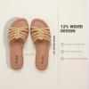 image:imageRuiee Wide Width Sandals for Women Summer Wide Feet Flat Slides Sandals Casual Comfort Strap Slip on Sandals Open Toe Beach Womens SandalGold Pu 8006