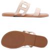 image:imageRuiee Wide Width Sandals for Women Summer Wide Feet Flat Slides Sandals Casual Comfort Strap Slip on Sandals Open Toe Beach Womens SandalNude Pu 8007