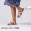 image:imageRuiee Wide Width Sandals for Women Summer Wide Feet Flat Slides Sandals Casual Comfort Strap Slip on Sandals Open Toe Beach Womens SandalNude Pu 8007