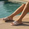 image:imageRuiee Wide Width Sandals for Women Summer Wide Feet Flat Slides Sandals Casual Comfort Strap Slip on Sandals Open Toe Beach Womens SandalWhite Pu 8006