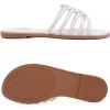 image:imageRuiee Wide Width Sandals for Women Summer Wide Feet Flat Slides Sandals Casual Comfort Strap Slip on Sandals Open Toe Beach Womens SandalWhite Pu 8006