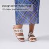 image:imageRuiee Wide Width Sandals for Women Summer Wide Feet Flat Slides Sandals Casual Comfort Strap Slip on Sandals Open Toe Beach Womens SandalWhite Pu 8007