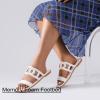 image:imageRuiee Wide Width Sandals for Women Summer Wide Feet Flat Slides Sandals Casual Comfort Strap Slip on Sandals Open Toe Beach Womens SandalWhite Pu 8007