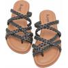 image:imageRuiee Wide Width Sandals for Women Summer Wide Feet Flip Flops Flat Slide Sandals Casual Braided Slides Comfort Slip on Thong Womens Beach SandalBlack Pu 780