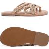 image:imageRuiee Wide Width Sandals for Women Summer Wide Feet Flip Flops Flat Slide Sandals Casual Braided Slides Comfort Slip on Thong Womens Beach SandalGold Pu 8009