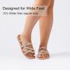 image:imageRuiee Wide Width Sandals for Women Summer Wide Feet Flip Flops Flat Slide Sandals Casual Braided Slides Comfort Slip on Thong Womens Beach SandalGold Pu 780