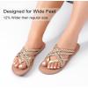 image:imageRuiee Wide Width Sandals for Women Summer Wide Feet Flip Flops Flat Slide Sandals Casual Braided Slides Comfort Slip on Thong Womens Beach SandalGold Pu 8009