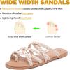 image:imageRuiee Wide Width Sandals for Women Summer Wide Feet Flip Flops Flat Slide Sandals Casual Braided Slides Comfort Slip on Thong Womens Beach SandalNude Pu 780