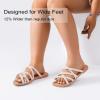 image:imageRuiee Wide Width Sandals for Women Summer Wide Feet Flip Flops Flat Slide Sandals Casual Braided Slides Comfort Slip on Thong Womens Beach SandalNude Pu 780