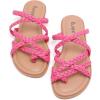 image:imageRuiee Wide Width Sandals for Women Summer Wide Feet Flip Flops Flat Slide Sandals Casual Braided Slides Comfort Slip on Thong Womens Beach SandalPink Pu 780