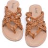 image:imageRuiee Wide Width Sandals for Women Summer Wide Feet Flip Flops Flat Slide Sandals Casual Braided Slides Comfort Slip on Thong Womens Beach SandalTan Pu 8009