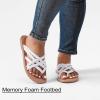 image:imageRuiee Wide Width Sandals for Women Summer Wide Feet Flip Flops Flat Slide Sandals Casual Braided Slides Comfort Slip on Thong Womens Beach SandalWhite Pu 8009