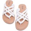 image:imageRuiee Wide Width Sandals for Women Summer Wide Feet Flip Flops Flat Slide Sandals Casual Braided Slides Comfort Slip on Thong Womens Beach SandalWhite Pu 8009