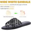 image:imageRuiee Wide Width Sandals for Women Summer Wide Feet Slides Sandal Casual Flat Slides Comfort Braided Slip on Sandals Beach Shoes for WomenBlack Pu 774