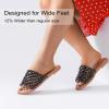 image:imageRuiee Wide Width Sandals for Women Summer Wide Feet Slides Sandal Casual Flat Slides Comfort Braided Slip on Sandals Beach Shoes for WomenBlack Pu 8008