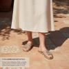 image:imageRuiee Wide Width Sandals for Women Summer Wide Feet Slides Sandal Casual Flat Slides Comfort Braided Slip on Sandals Beach Shoes for WomenGold Pu 774