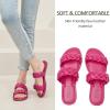 image:imageRuiee Wide Width Sandals for Women Summer Wide Feet Slides Sandal Casual Flat Slides Comfort Braided Slip on Sandals Beach Shoes for WomenHot Pink 2002