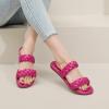 image:imageRuiee Wide Width Sandals for Women Summer Wide Feet Slides Sandal Casual Flat Slides Comfort Braided Slip on Sandals Beach Shoes for WomenHot Pink 2002